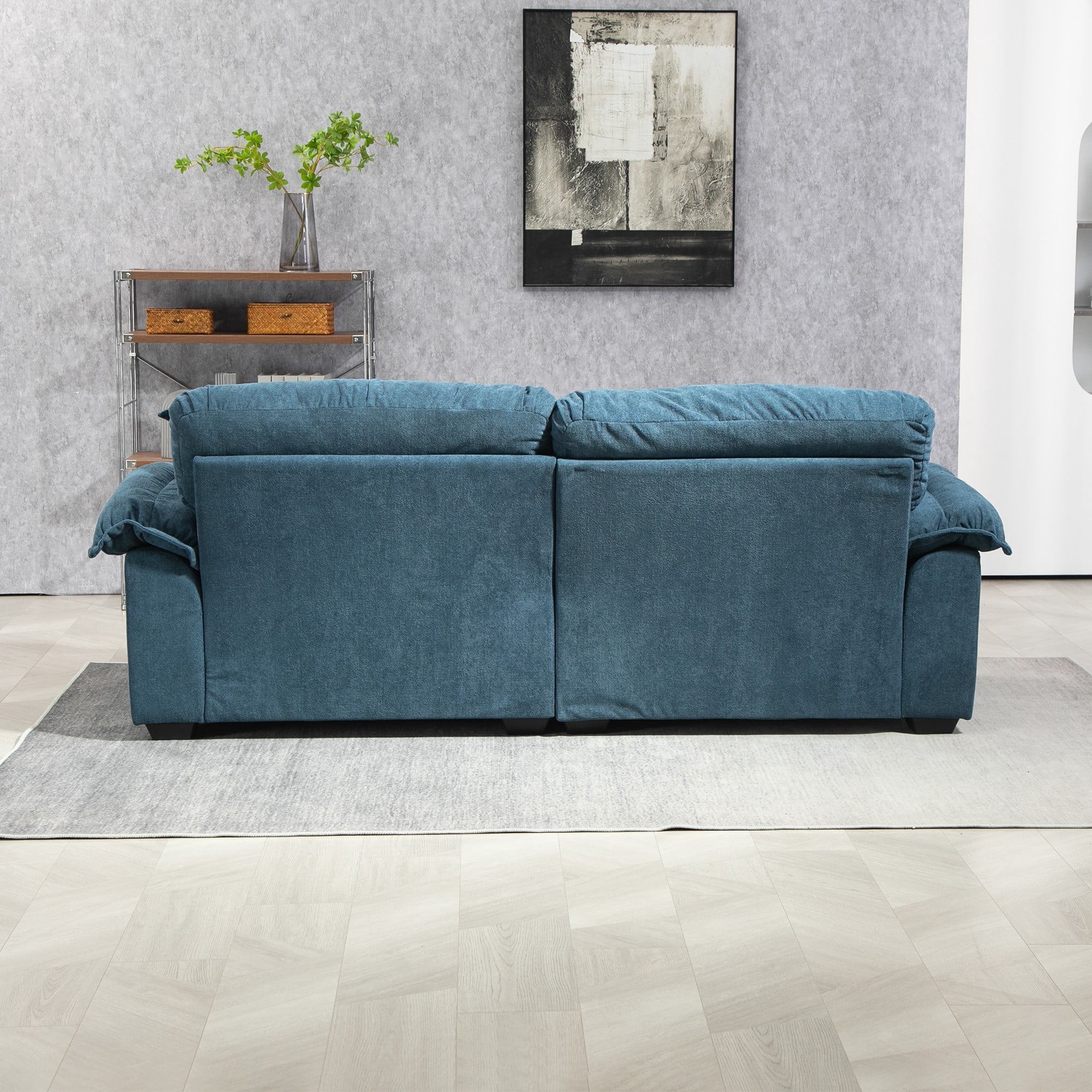 84" Chenille Loveseat Sofa Upholstered Deep Seat Sofa Couch with 2 Throw Pillows for Living Room Apartment Office,Blue