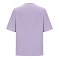 thumbnail image 3 of Summer Fashion Shirts for Womens Plus Size V-neck Cotton and Linen Short Sleeved Solid Color T-shirt Linen Style Large Short Sleeved Short Sleeved Top/shirt, 3 of 5