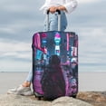 thumbnail image 5 of Cauagu Neon Night Cityscape Print Travel Luggage Cover,Travel Dust-proof Suitcase Cover Softside Suitcase Protector for 18-32inch,Not Included Suitcase, 5 of 8