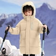 thumbnail image 6 of Ruyang Kids Winter Puffer Coat Boys Girls Padded Warm Puffy Long Parka Coat Zip Up Button Hooded Down Quilted Outwear, 6 of 9