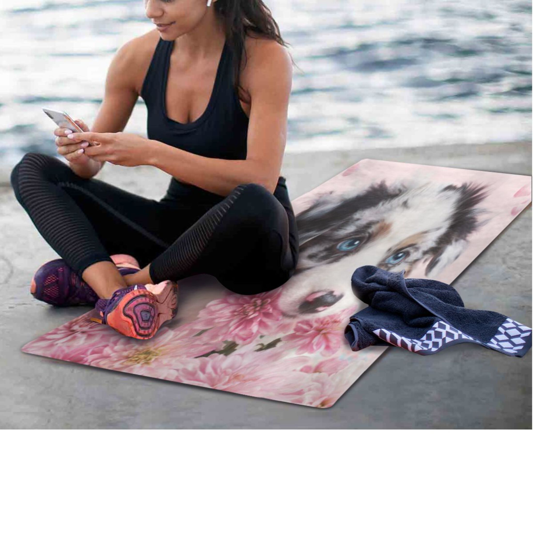 BZSMCE Yoga Mat Women Fitness Mat Pink Petal Pup Pattern