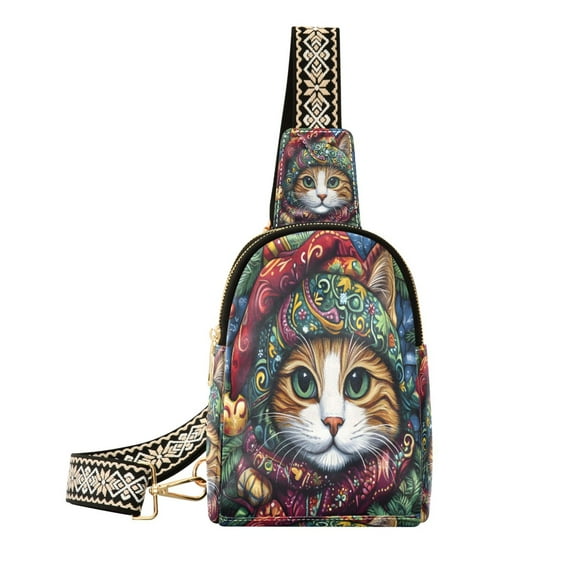 joogoo Ethnic Bohemia Cat Sling Backpack Crossbody Shoulder Bags Waist Packs Chest Bag