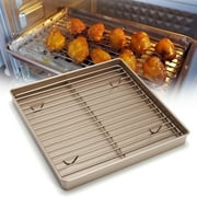 Stainless Steel Wire Cooling Rack & Nonstick Baking Cake Pan for Baking Cooling Cookies, Cakes, Breads - Oven Safe for Cooking, Roasting, Grilling