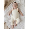 thumbnail image 6 of Miaouyo 0-24 Months Infant Baby Boys Girls Knitted Overalls Stylish Solid Color Ribbed Trim Square Neck Sleeveless Romper, 6 of 9