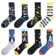 thumbnail image 2 of Happy Funny-calcetines Unisex con pintura de OVNI, astronauta, cohete espacial, estrella de la guerra, ropa de calle, vestido de monopatín de algodón para hombre, 2 of 4