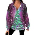 thumbnail image 2 of 1/4 Zip Pullover Sweatshirts Womens Christmas Costumes Long Sleeve Zipper Lapel Neck Oversized Holiday Tops (L, Purple), 2 of 4