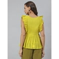 thumbnail image 6 of Janasya Indian Round Neck Sleeveless Embroidered Yellow Cotton Top For Women, 6 of 7