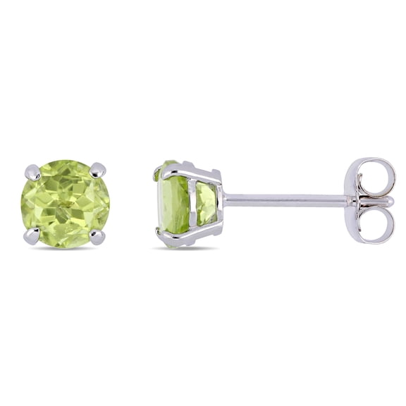 Everly Women's 1 1/8ct TGW Peridot 14k White Gold Solitaire Stud Earrings