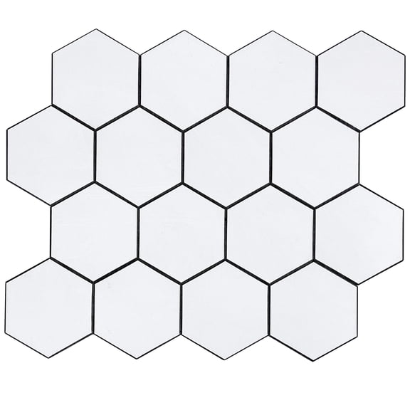 6-Sheet White Peel and Stick Backsplash Hexagon Tile, Self Adhesive Mosaic Wall Tile for Kitchen Bathroom