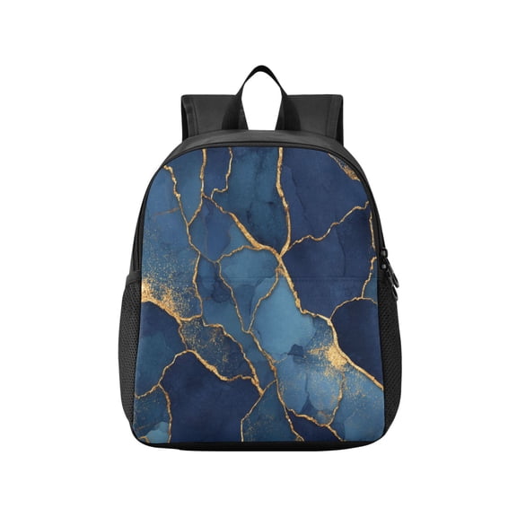 Toddler Backpack Dark Blue Marble Veins Waterproof Lightweight Backpack Casual Mini Daypack for Daycare & Travel