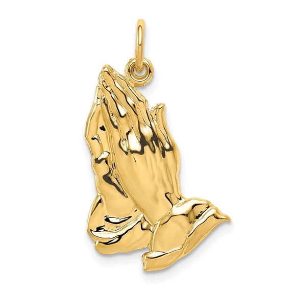 Auriga Fine Jewelry 14K Yellow Gold Praying Hands Pendant for Women (L 26mm, W- 19mm)