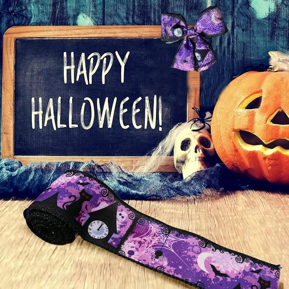 BKER Halloween Pleasures: Polyester Ribbon With Pumpkin & Spider Charms. Ideal For Party Ornaments. Great For DIY Crafts. Nice For Treat Bag Highlights.