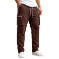 thumbnail image 3 of MXALUOB Cargo Pants for Men Waffle Knit Drawstring Waist Casual Pant Solid Color Workout Running Trousers with Zipper Pockets, 3 of 7