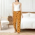 thumbnail image 6 of Lsque Brown Wood Grain Sunflower A Print Women's Pajama Pants, Lounge Pant - Comfortable Home Wear,Elastic Waistband, Stylish Design-Medium, 6 of 9