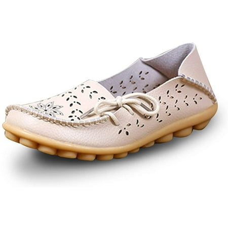 

PIKADINGNIS Women s Leather Loafers Flats Slip On Moccasins Casual Driving Shoes