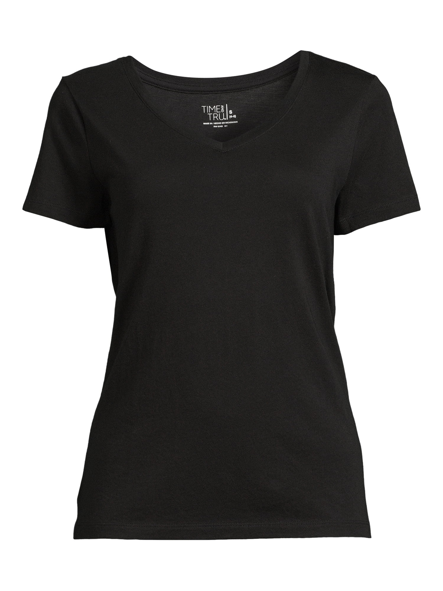 Time and Tru Women's V-Neck T-Shirt with Short Sleeves