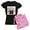 With Pink Camo Pant, variant on - Tesla Pajamas - Women's Short Sleeve Print T-Shirt and Pants Dark Cotton Pajama Set