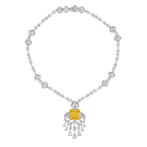 La Beauté d'Une Déclaration Audacieuse avec TheJewelryHut Collier Johana en Argent Plaqué Cristallin Jaune et Blanc Inspiré Rétro Antique