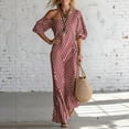 thumbnail image 5 of Yxbdin Off the Shoulder Maxi Dresses for Women Elegant Striped Print Sundresses with Pockets Trendy Puff Flowy Boho Dresses Outdoor Travel Summer Beach Dresses, 5 of 6