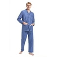thumbnail image 3 of GLOBAL Men 100% Cotton Pajama Set For Men Lightweight Soft Nightwear Long Sleeves PJS With Pockets, 3 of 5