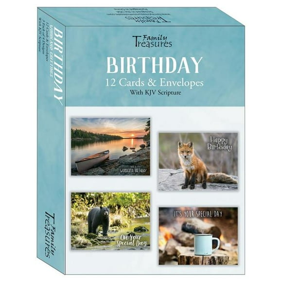 Family Treasures Wholesale 22482X Boxed - Card Birthday-Woodland Greetings - Box of 12
