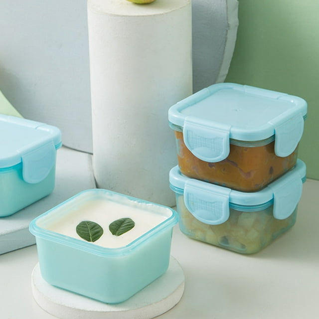 Mini Récipient de Stockage d'Aliments Frais avec Couvercle / Boîte à Collations Carrée Étanche / Micro-Ondes et Lave-Vaisselle Sans BPA / Tasse à Portions Alimentaires / Organisateur en Plastique Transparent 6x6x4cm