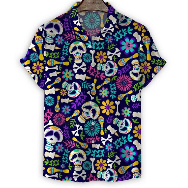 Cartoon Sea Animals Fish 3d Print Shirt Men StarShells Pattern Short Sleeve Tees Fashion Summer Button Lapel Blouse Tops
