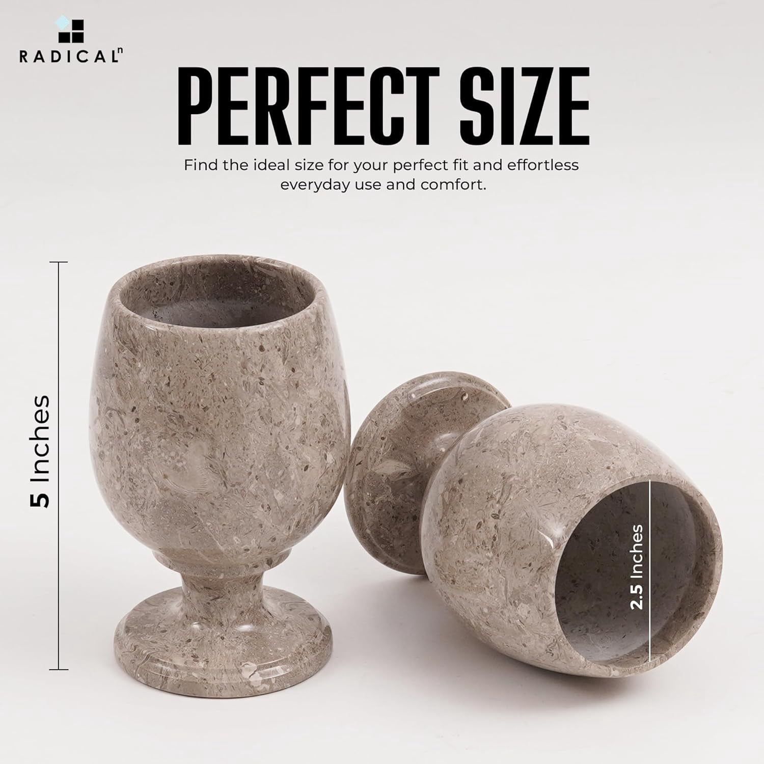 Radicaln Marble Wine Glasses Set of 2 Handmade Oceanic 5 inch Stem Wine Glasses For Dining Table Decor, Ideal Drinking Glassware, White and Red Wine Glasses For Party