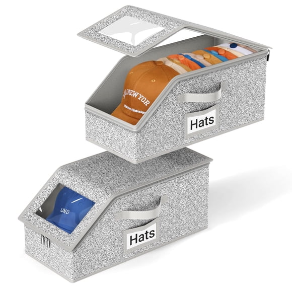 Hat Storage AOODA, apilable, para 24 gorras de béisbol, color gris
