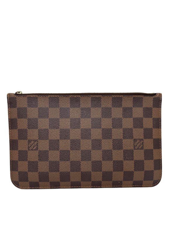 Pre-Owned Louis Vuitton Neverfull Damier Ebene Pochette Wristlet Brown