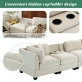 thumbnail image 6 of EUROCO 128.7" Longer 5-seat Sectional sofa Modular Sofa Couch with Removable Storage Ottoman, 2 hidden cup holders and Removable Cushions for Living Room Apartment,Beige, 6 of 8