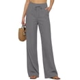 thumbnail image 5 of SAHFX Womens Linen Wide Leg Pants Versatile Trousers Baggy Trousers Pull-On Pants Summer Pants for Women Straight Leg Pants Long Pant Work Pants Dress Pants Casual Work Trousers, 5 of 9