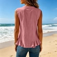 thumbnail image 5 of Drses 2026 Women's Cotton Linen Sleeveless Tank Top, Crewneck Button Front Pleated Peplum Blouse with Ruffled Hem, Lightweight Breathable Casual Versatile Shirt, 5 of 6
