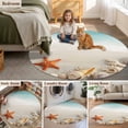 thumbnail image 5 of Summer Oceans Beaches Round Area Rug 7Ft Washable Circle Rugs for Dorm Laundry Room, Sea Waves Starfish Shells Coastal Non-Slip Carpet Floor Mats Indoor Outdoor Carpet Runner Aesthetic Home Decor, 5 of 8