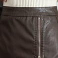 thumbnail image 5 of Womens Skirt Pure Colored Short Skirt Hip Skirt Tight Leather Skirt Slit Miniskirt, 5 of 5