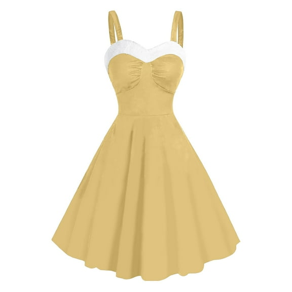 yillto Women's Vintage Dress Cocktail Party Christmas Formal Dresses A Lined Flowy Plus Size Dresses