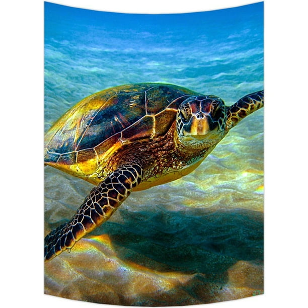 GCKG Underwater Sea Turtle Wall Art Tapestries Home Decor Wall Hanging