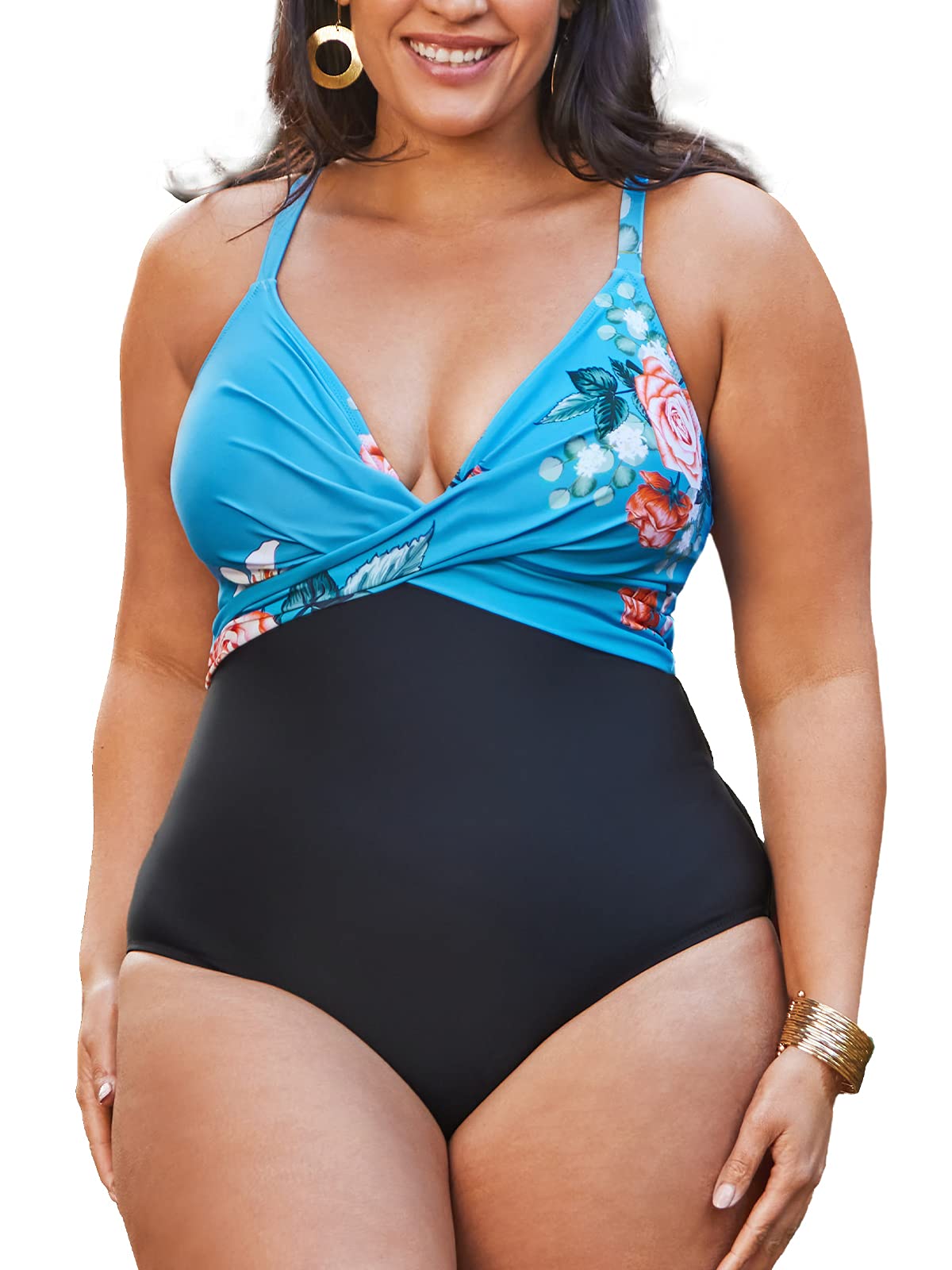 Cupshe Women's Plus Size One Piece Floral Self Tie Swimsuit Wrapped Back  Cut Out Bathing Suit, XXL - Walmart.com