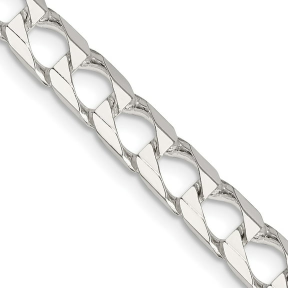 Primal Silver Sterling Silver 6.25mm Polished Flat Open Curb Chain