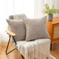 thumbnail image 2 of Deago Pack of 2 Decorative Throw Pillow Covers Soft Chenille Throw Pillows Solid Neutral Farmhouse Textured Cushion Covers for Couch Sofa Bedroom Living Room 18x18 Inch, Khaki, 2 of 8