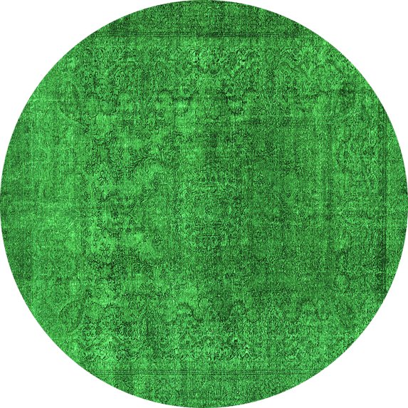 Ahgly Company Indoor Round Oriental Green Industrial Area Rugs, 3' Round
