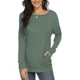 thumbnail image 3 of Womens Casual Loose T Shirts Long Sleeve Blouses Tunic Tops with Pockets, 3 of 4