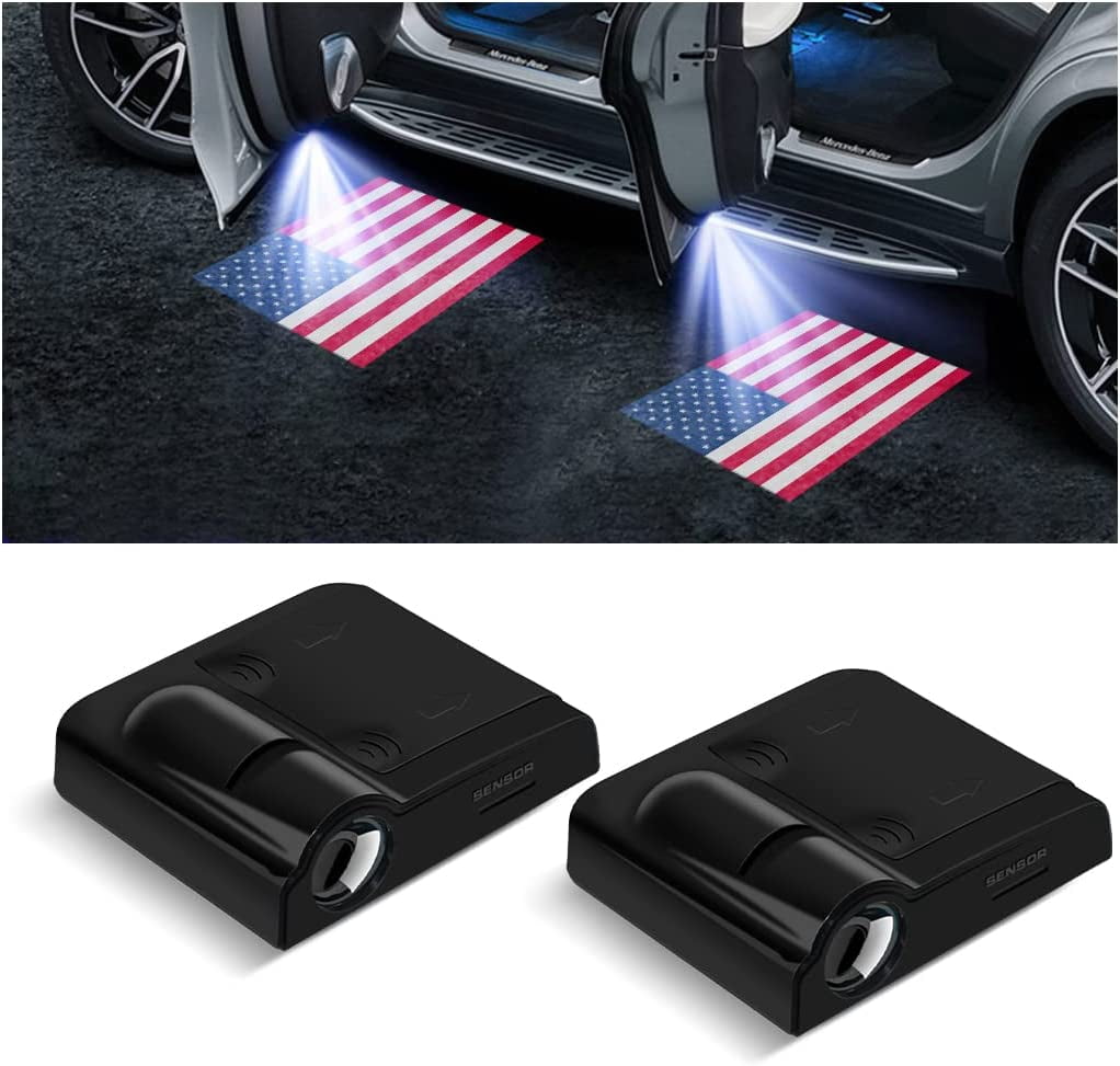 2Pcs Car Door Lights Logo Projector Wireless LED Car Courtesy Lights 7 Patterns Easy Install Long Service Life