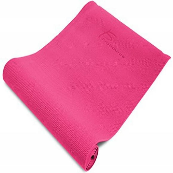 ProSource Original Yoga Exercise Mat (6mm) Thick for Comfort and Stability with Carrying Straps, Non Slip Choose your color, Pink