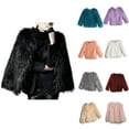 thumbnail image 2 of Zwiiyzr Girls Open Front Cardigan Faux Fur Coat Warm Fuzzy Trendy Winter Vintage Party Outerwear Jackets Tops 1-11 Years Purple, 2 of 3