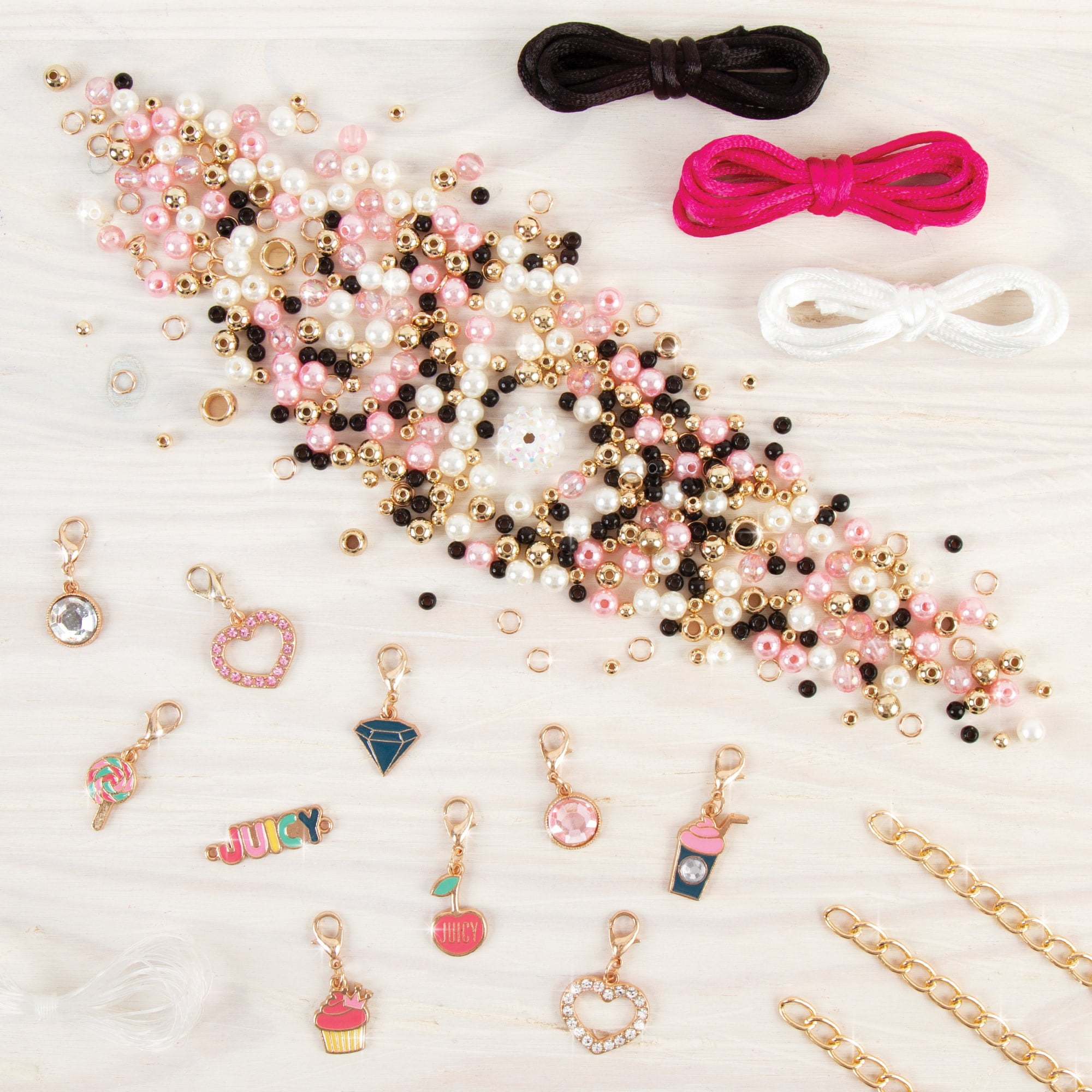 Juicy Couture: Pink & Precious DIY Bracelets Kit - Create 10 Unique Charm Bracelets, 464 Pieces, Includes 10 Juicy Charms, Tweens & Girls, Arts & Crafts, Kids Ages 8+