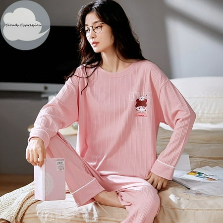 

QWZNDZGR Autumn Winter Couple Pyjamas Cotton Pj Pajamas Set Women Cartoon Sleepwear Pajama Sets Pijamas Mujer Girl Pyjamas Home Clothing