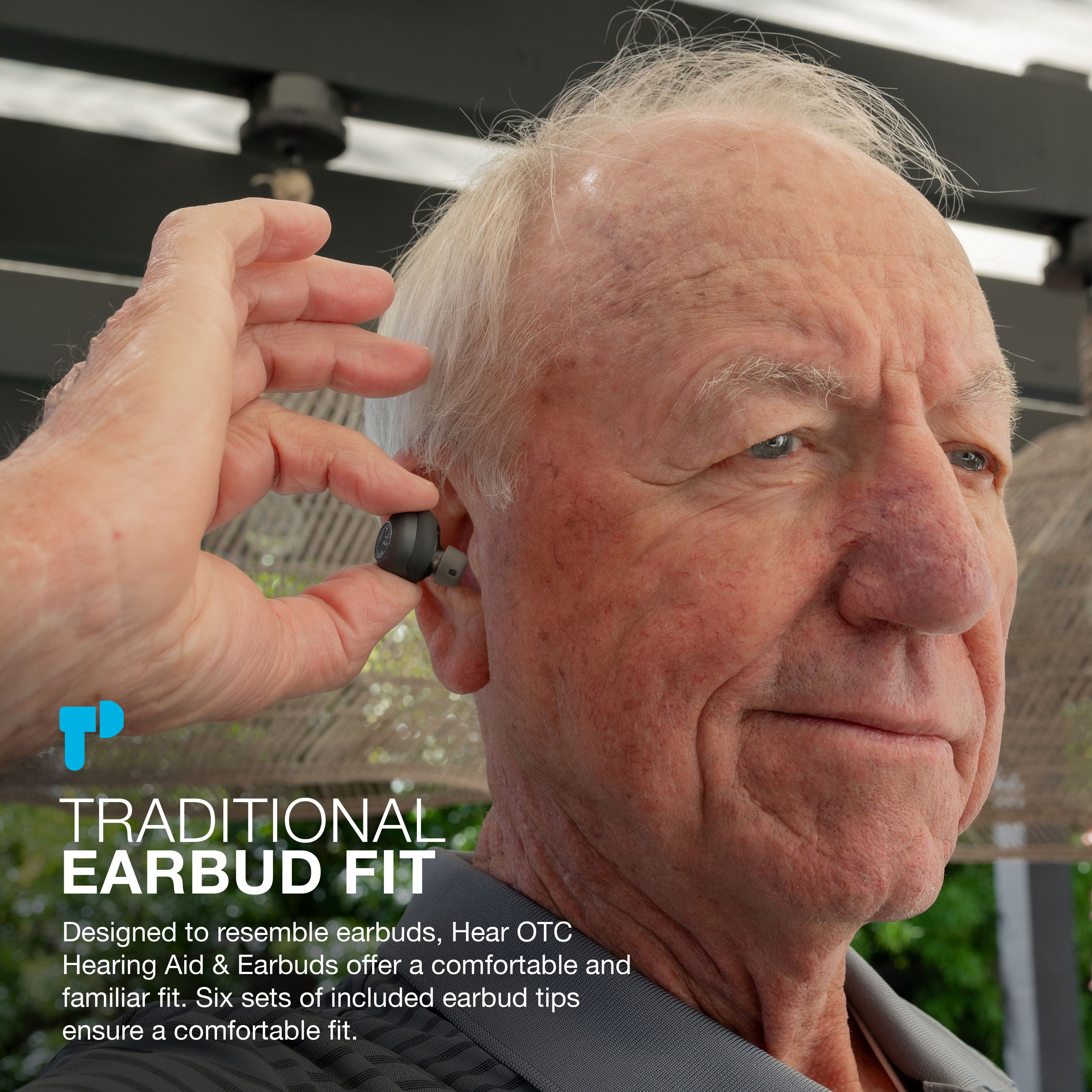 JLab Hear OTC Hearing Aid & Wireless Earbuds with Bluetooth 5.3, Android/iOS, Graphite