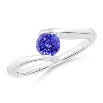 ANGARA Natural Bar-Set Solitaire Round Tanzanite Bypass Ring in 925 Sterling Silver for Women (Size-5mm) | December Birthstone, Birthday, Anniversary, Jewelry Gift for Women | Natural Tanzanite Ring