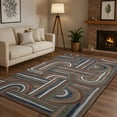 thumbnail image 6 of CAMILSON Spring Geometric Arch Striped Easy-Cleaning Non-Shedding Washable Outdoor Indoor Area Rug Brown 8x10, 6 of 9